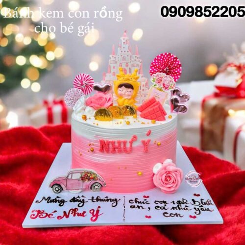 Bánh sinh nhật con rồng cho bé gái 1 tuổi